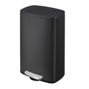 Poubelle de cuisine 50 L, poubelle, poubelle en acier inoxydable, fermeture douce, pédale, seau intérieur amovible, noir