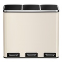 Ensemble de poubelles de recyclage, poubelles à pédale en acier avec couvercles et seaux intérieurs pour cuisine, Beige