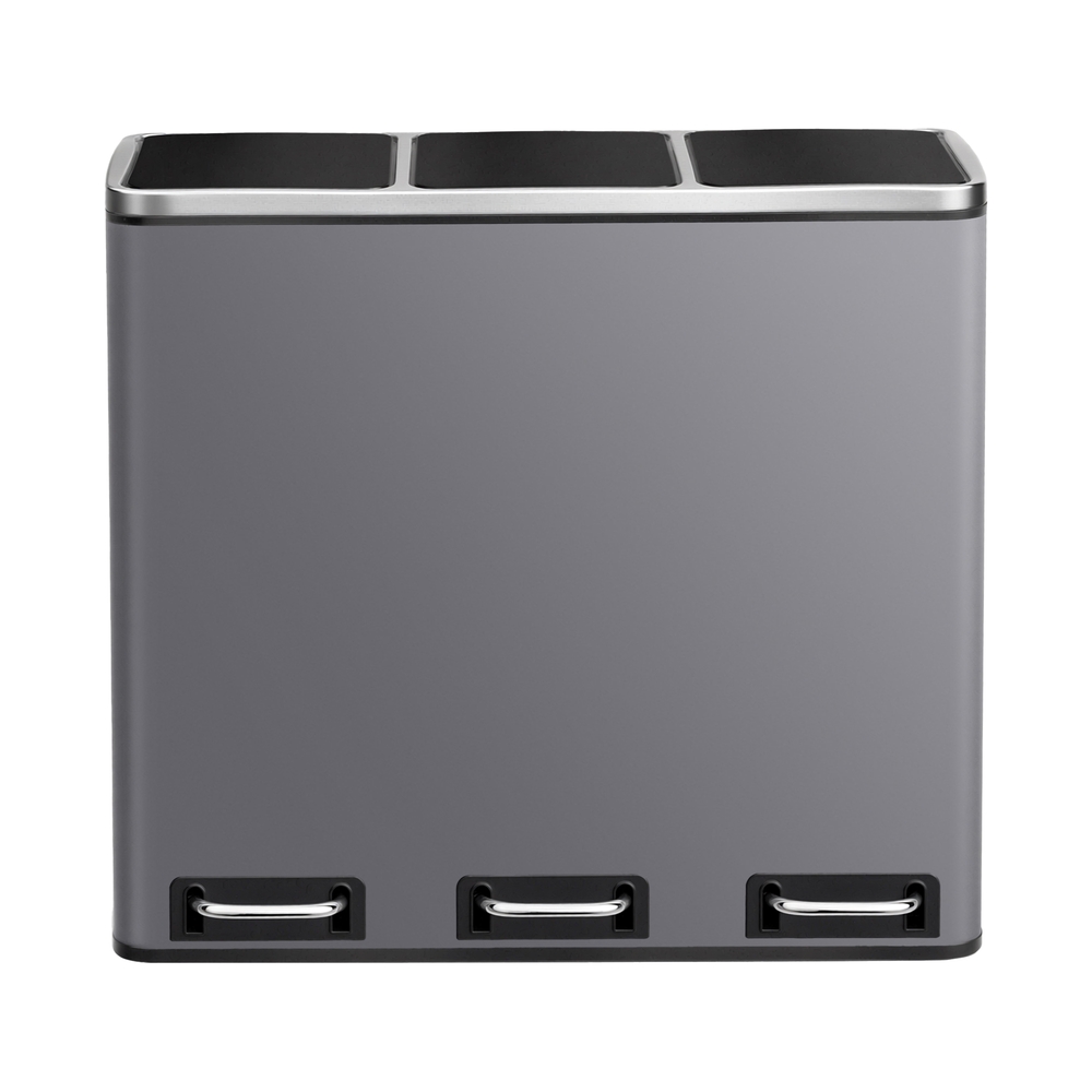 [LTB054G01] Ensemble de poubelles de recyclage, poubelles à pédale en acier avec couvercles et seaux intérieurs pour cuisine, gris