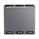 Ensemble de poubelles de recyclage, poubelles à pédale en acier avec couvercles et seaux intérieurs pour cuisine, gris