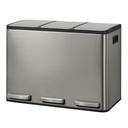 SONGMICS Poubelle de cuisine 3 x 4 gallons (3 x 15 L), poubelle de recyclage à 3 compartiments avec 15 sacs poubelles, seaux intérieurs amovibles, couvercle, poignées, fermeture douce, acier inoxydable, argent LTB145EZ01