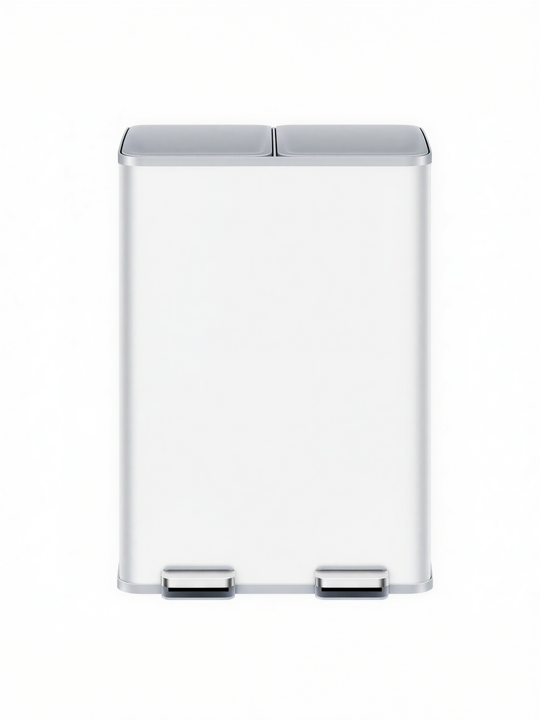 [LTB741W02] SONGMICS Poubelle de cuisine, 2 x 8 gallons (2 x 30 L), poubelle à pédale à double compartiment avec couvercle à fermeture douce et seaux intérieurs, acier, comprend 15 sacs de doublure, blanc mat LTB741W02