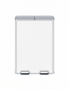 SONGMICS Poubelle de cuisine, 2 x 8 gallons (2 x 30 L), poubelle à pédale à double compartiment avec couvercle à fermeture douce et seaux intérieurs, acier, comprend 15 sacs de doublure, blanc mat LTB741W02