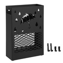 SONGMICS Porte-parapluie rectangulaire en métal avec bac d'égouttage amovible, 4 crochets, design découpé, pour couloir et bureau, noir LUC004B01