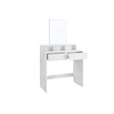 VASAGLE Coiffeuse avec Grand Miroir Rectangulaire, Table de Maquillage avec 2 Tiroirs et 3 Compartiments Ouverts, Coiffeuse, Style Moderne, Blanc RDT113W01