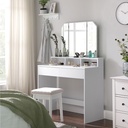 VASAGLE Coiffeuse avec miroir à trois volets, table de maquillage avec 2 tiroirs et 3 compartiments ouverts, coiffeuse, style moderne, blanc RDT115W01