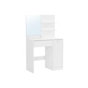 VASAGLE Coiffeuse, Table de maquillage, Coiffeuse avec miroir, 1 tiroir, 2 étagères, Meuble de rangement, Organisateur de maquillage, Blanc RDT119W01
