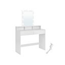 VASAGLE Coiffeuse, Lumière LED à Luminosité Réglable, Table de Maquillage avec Miroir, 2 Tiroirs et 3 Compartiments, Station de Maquillage, Moderne, Blanc RDT164W01