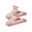 SONGMICS Cintres en Velours, Lot de 50 Cintres pour Vêtements, Antidérapants, avec Barre à Attaches et Crochet Or Rose, Peu Encombrants, Épaisseur 0,6 cm, Longueur 43,5 cm, pour Robes Pantalons, Rose Clair CRF21PK50