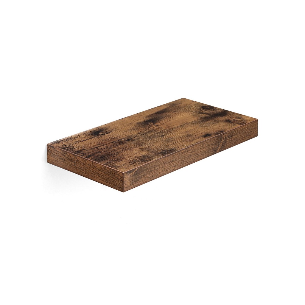 VASAGLE Etagère Flottante, Etagère Murale pour Livres, Photos, Objets de Collection, Etagère de Bureau Murale, 40 x 20 x 3,8 cm, MDF, pour Salon, Cuisine, Couloir, Chambre, Salle de Bain, Marron Rustique LWS24BX