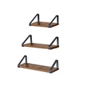 VASAGLE Étagères Murales, Étagère Flottante Industrielle à Fixation Murale, Lot de 3, Présentoir Stable pour Salon, Salle de Bain, Cuisine, Marron Rustique LWS33BX