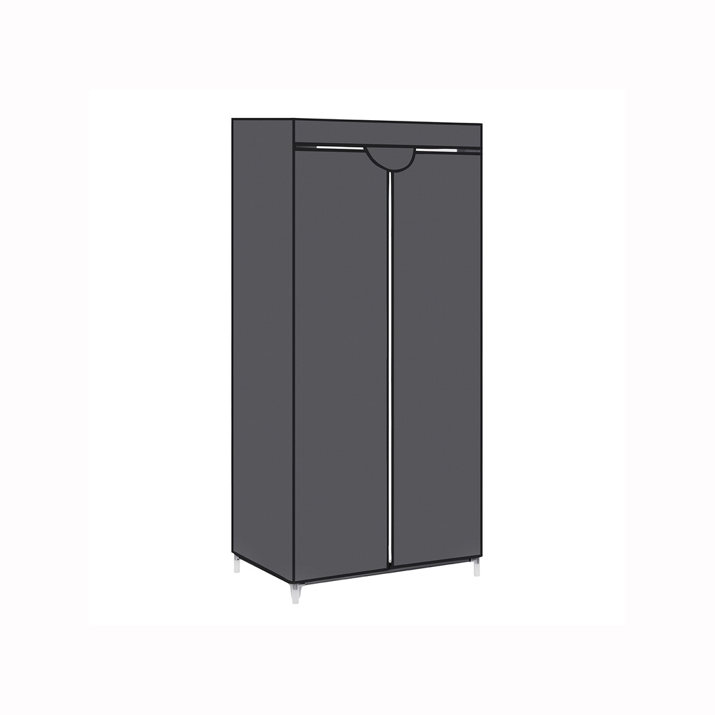 [RYG83GY] SONGMICS Armoire en Tissu, Placard Pliable avec Tringle de Suspension, Portant Simple, Organisateur de Rangement pour Sacs, Jouets, Chaussures, Salon, Chambre, Vestiaire, 75 x 45 x 160 cm, Gris RYG83GY