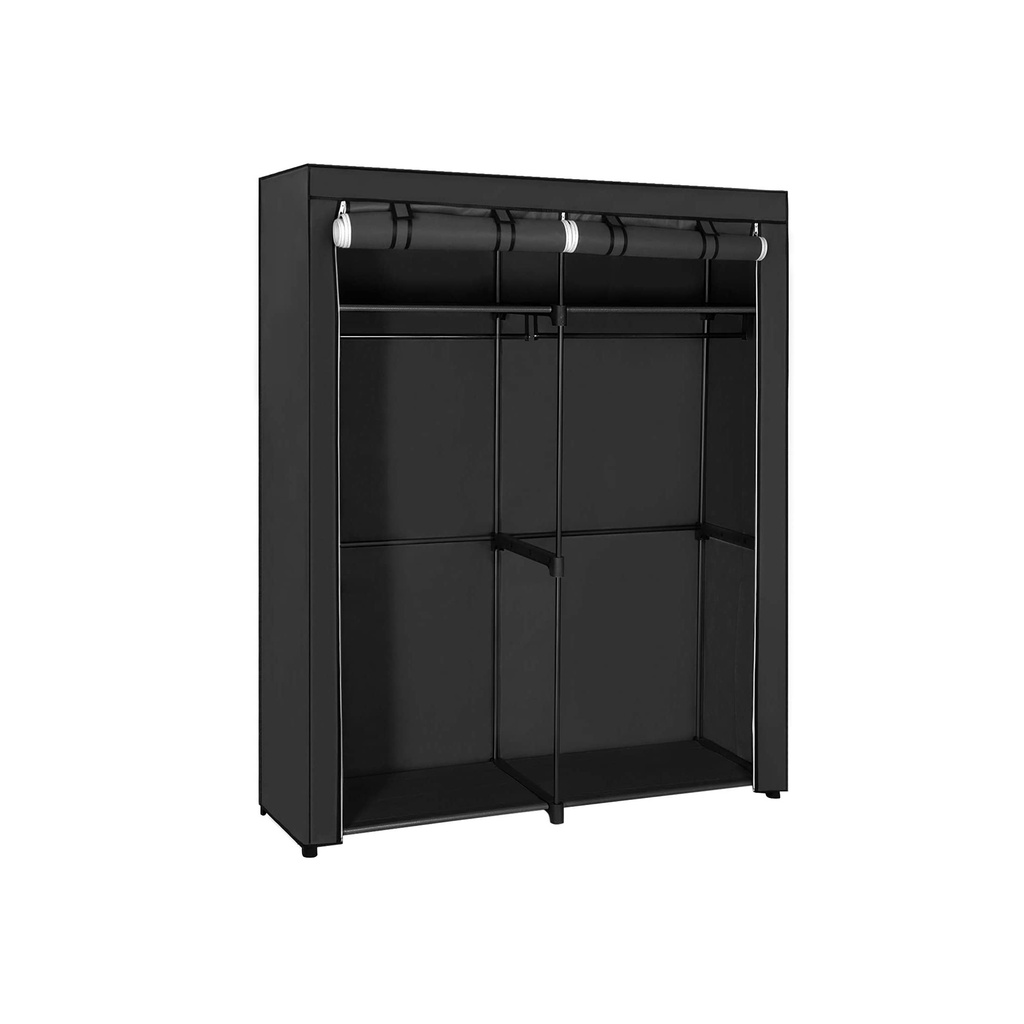 [RYG02BK] SONGMICS Armoire, Armoire de Rangement pour Chambre à Coucher avec 2 Tringles à Vêtements, Armoire Portable en Tissu, Pliable, Portant à Vêtements, pour Placard, 43 x 140 x 174 cm, Noir RYG02BK