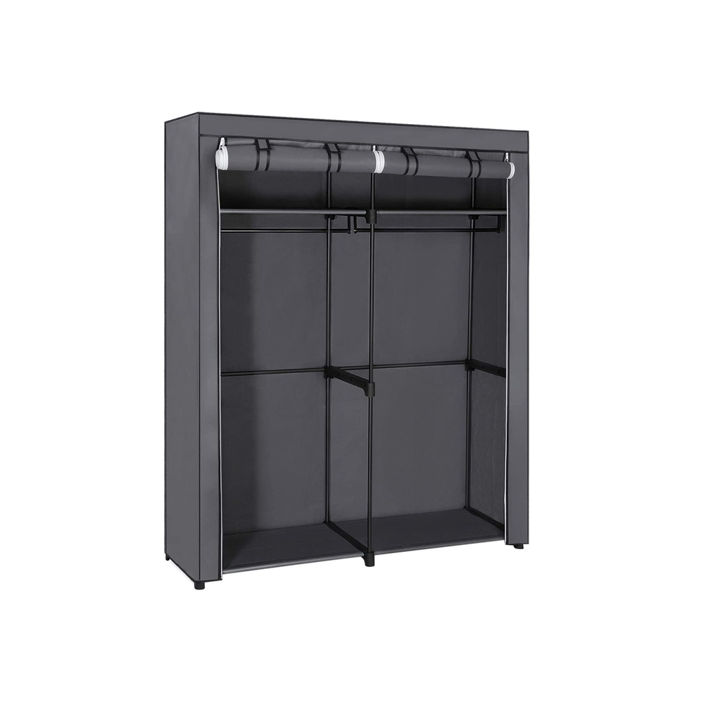 [RYG02GY] SONGMICS Armoire, Armoire de Rangement pour Chambre à Coucher avec 2 Tringles à Vêtements, Armoire Portable en Tissu, Pliable, Portant à Vêtements, pour Placard, 43 x 140 x 174 cm, Gris RYG02GY
