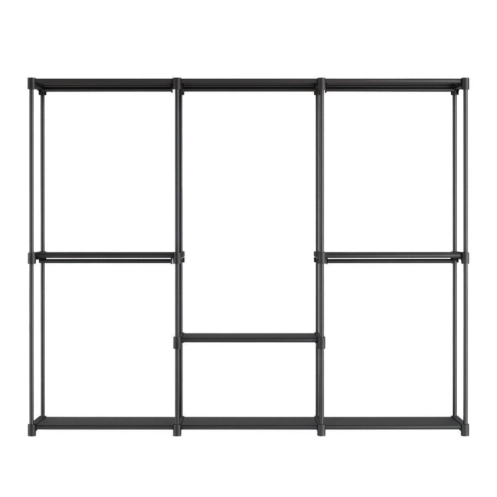 [RYG035B01] SONGMICS Armoire à vêtements, penderie portable, armoire de rangement ouverte, portant à vêtements, 205 x 43 x 166 cm, 5 tringles et étagères, pour chambre, salon, buanderie, noir encre RYG035B01