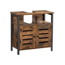 VASAGLE Meuble sous lavabo, Meuble de Salle de Bain, Placard de Rangement, 60 x 30 x 60 cm, avec Structure en Acier, étagère Ouverte, Portes à Persiennes, étagère réglable, Industriel, Marron Rustique et Noir BBC901B01
