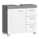 VASAGLE Meuble de Salle de Bain, Meuble de Salle de Bain, 3 Grands Tiroirs, 30 x 70 x 64 cm, Meuble de Salle de Bain, 2 Compartiments Derrière la Porte, Meuble de Salle de Bain avec Pieds, Blanc Nuage-Gris Ciment BBK503T49