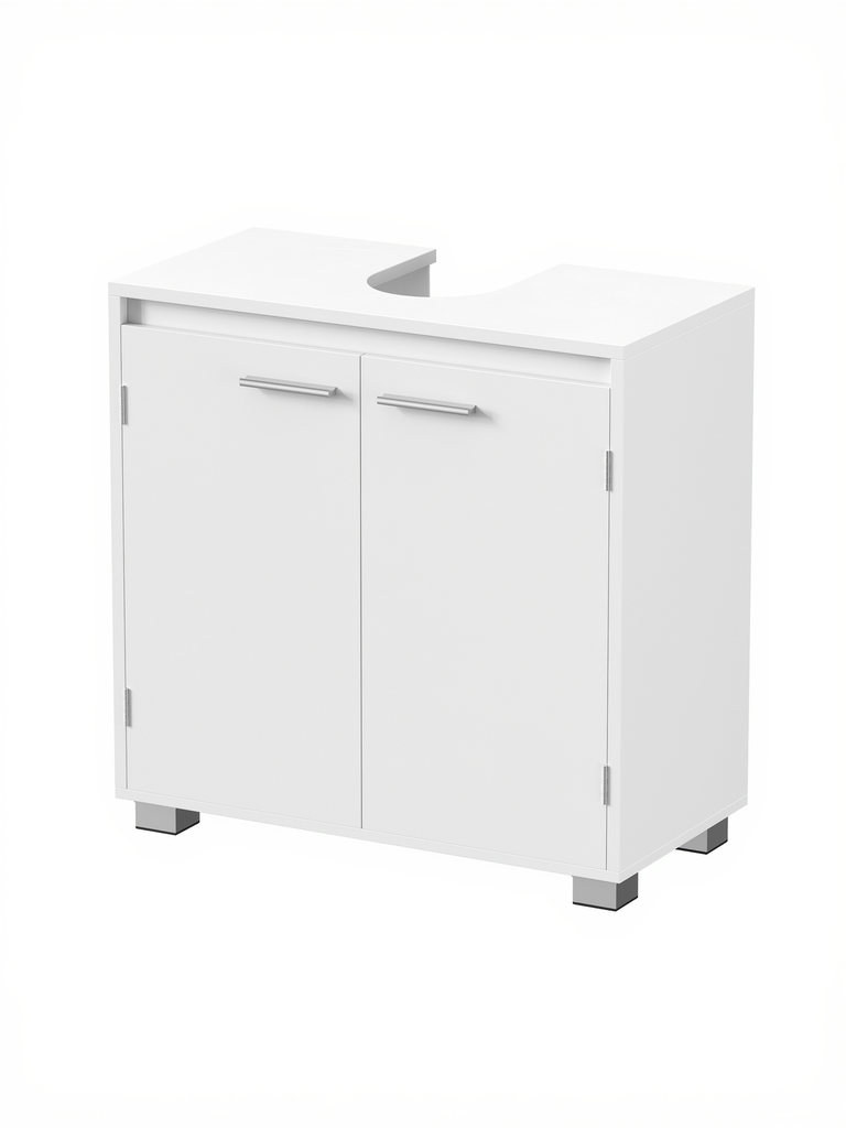 [BBK505W01] VASAGLE Meuble sous évier, Meuble de Salle de Bain, 2 Compartiments Derrière les Portes, pour Éviers sans Colonne, avec Pieds, 30 x 60 x 60 cm, Blanc Nuage BBK505W01