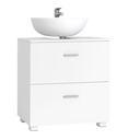 VASAGLE Custos Collection BBK520WB01 Meuble sous Lavabo avec 2 Grands Tiroirs, Meuble de Salle de Bain, Pieds Hauts, pour Lavabo sans Colonne, 30 x 60 x 63,8 cm, Blanc Nuage
