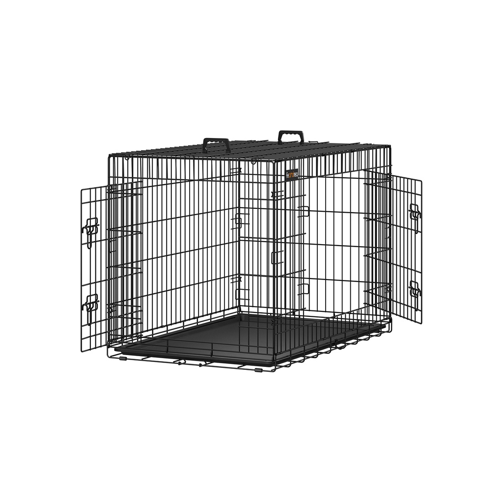 [PPD42H] FEANDREA Caisse pour Chien, Pliable, 107 cm, 2 Portes, XL, Noir PPD42H