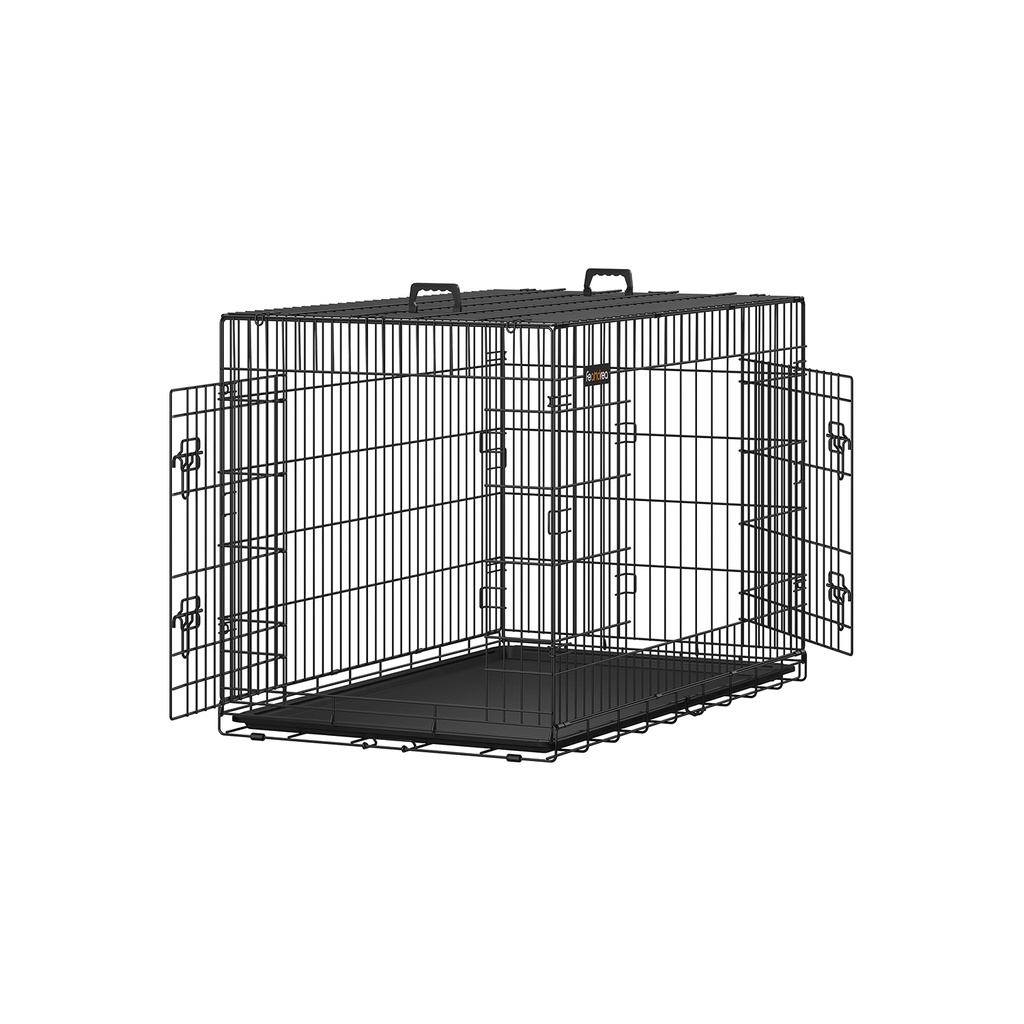 [PPD48H] FEANDREA Caisse pour Chien, Pliable, Longueur 122 cm, 2 Portes, XXL, Noir PPD48H