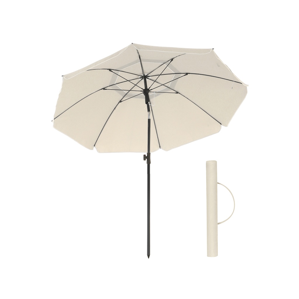 [GPU60WTV1] SONGMICS Parasol de plage 1,6 m, UPF 50+, protection solaire, auvent octogonal portable en polyester, baleines en fibre de verre, mécanisme d'inclinaison, sac de transport, pour plage, jardin, balcon, piscine, beige GPU60WTV1