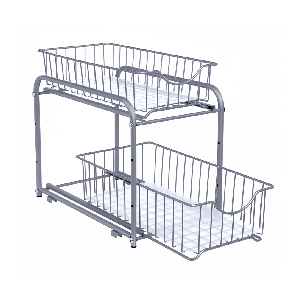[KCS017E01] SONGMICS Organisateur de cuisine, 2 tiroirs coulissants pour armoires, organisateur de tiroirs empilable, pour cuisine, salle de bain, argent KCS017E01