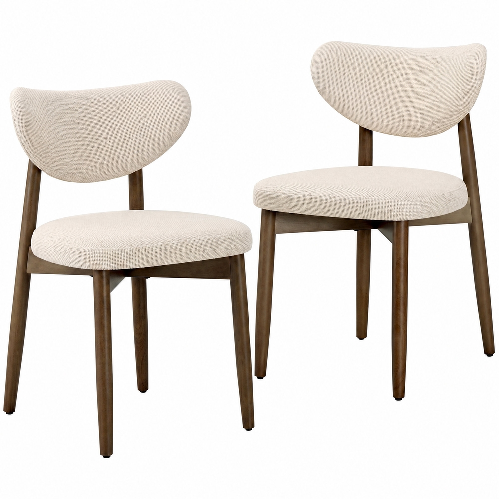 [KDC668L101] VASAGLE Lot de 2 chaises de salle à manger en bois, chaises de cuisine rembourrées avec pieds en bois massif, dossier incurvé ergonomique, poignée intégrée, style moderne du milieu du siècle, pour cuisine, salle à manger, coiffeuse, beige cappuccino