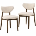 VASAGLE Lot de 2 chaises de salle à manger en bois, chaises de cuisine rembourrées avec pieds en bois massif, dossier incurvé ergonomique, poignée intégrée, style moderne du milieu du siècle, pour cuisine, salle à manger, coiffeuse, beige cappuccino