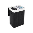 SONGMICS Panier à Linge en Bambou, Panier à Linge Pliable 72 L, Panier de Rangement Rectangulaire avec 3 Poignées, 40 x 30 x 60 cm, Noir LCB10B