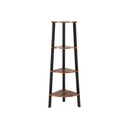 VASAGLE Étagère d'angle, étagère de rangement industrielle à 4 niveaux, bibliothèque échelle, unité de rangement pour la maison, le salon, la chambre, le balcon, marron rustique et noir LLS34X