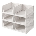 SONGMICS Organisateur de Rangement pour Armoire, Lot de 6, Paniers Coulissants Pliables Empilables, 33 x 43 x 18,5 cm, Blanc