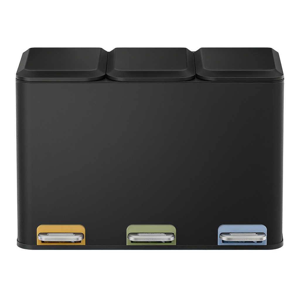 [LTB740B02] SONGMICS Poubelle de Cuisine – 3 Compartiments 15 L – Encre Noir – LTB740B02
