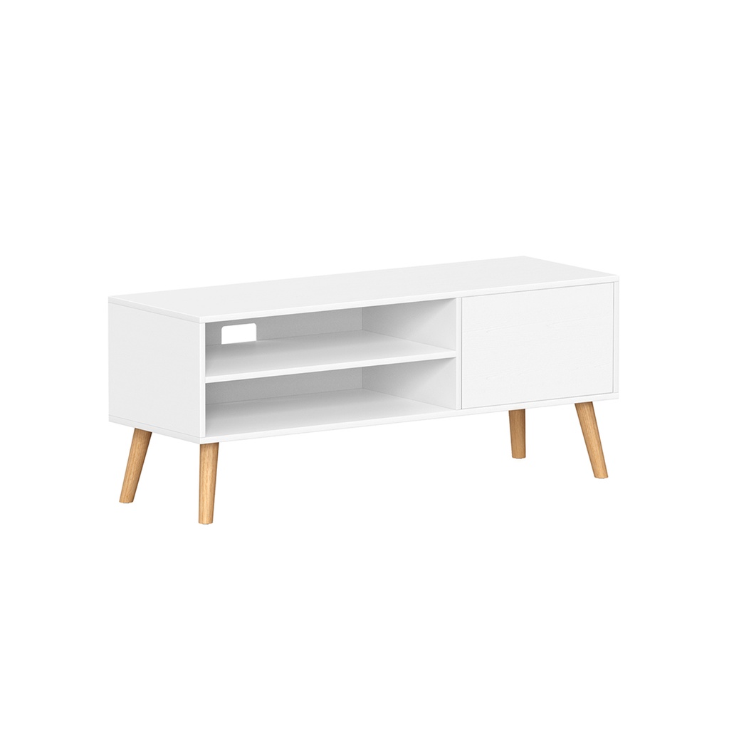 [LTV120T46] VASAGLE Meuble TV Lowboard Meuble TV pour téléviseurs jusqu'à 55 pouces Meuble TV de 120 cm de long pour salon Design industriel Blanc LTV120T46