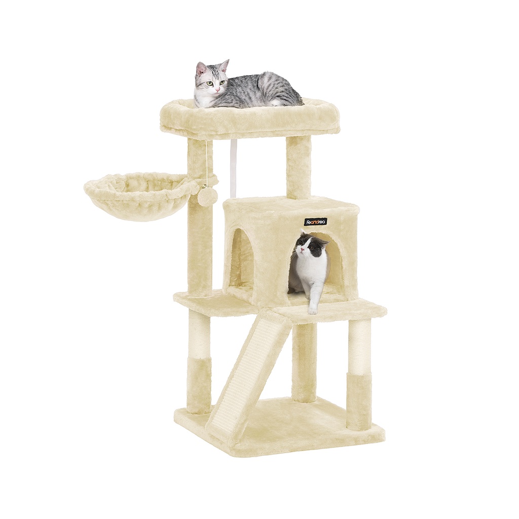 [PCT51M] FEANDREA Arbre à Chat, Tour à Chat, Perchoir Élargi pour Grands Chats, Beige PCT51M