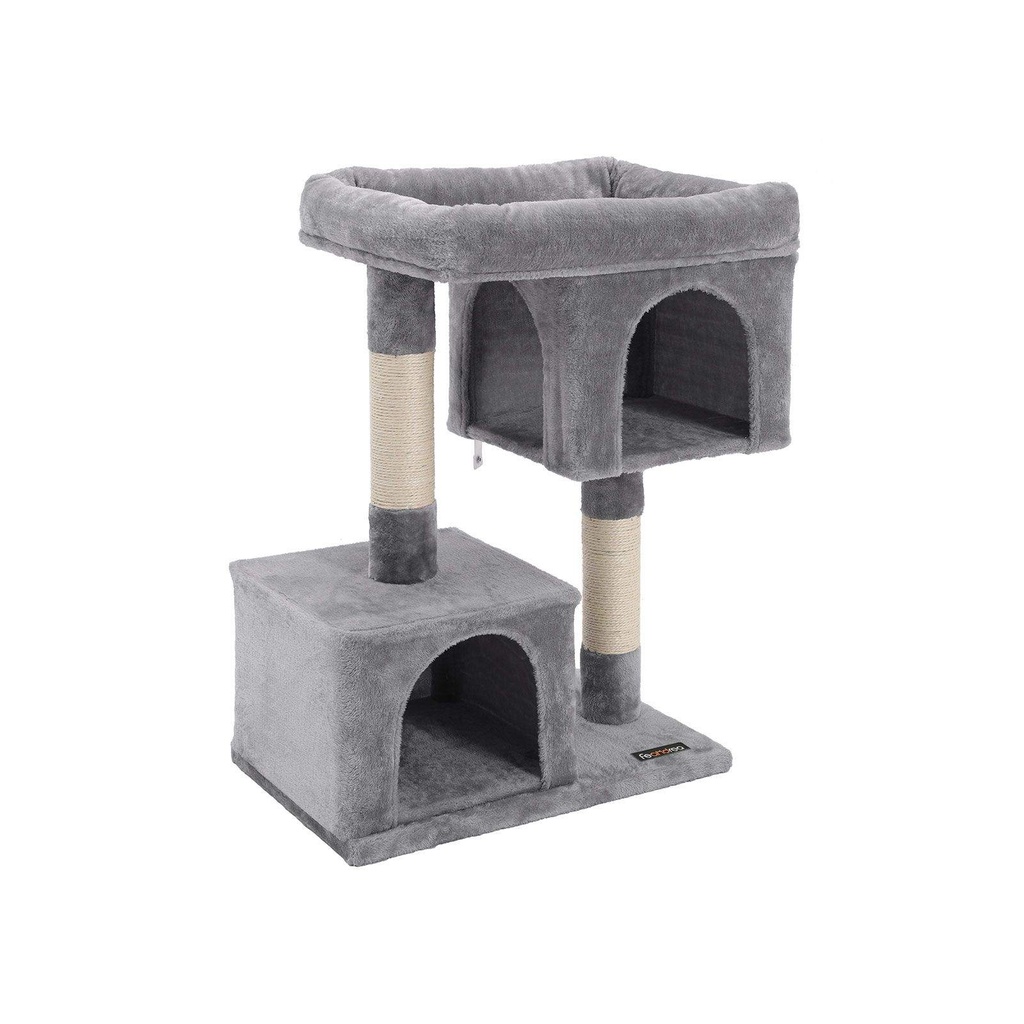 [PCT61W] FEANDREA Arbre à chat, condo compact pour chat avec 2 grottes, gris clair PCT61W