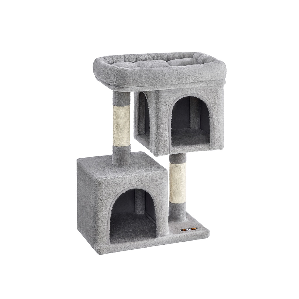 [PCT612W01] Feandrea Arbre à Chat, Tour à Chat 74 cm, M, Condo pour Chats de Taille Moyenne jusqu'à 5 kg, Grand Perchoir à Chat, 2 Grottes pour Chat, Griffoir, Gris Clair PCT612W01