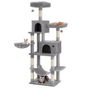 FEANDREA PCT196W01 Tour pour chat, tour fine pour chats, grands chats, stationnaire, gain de place, escalade facile, grand hamac, élimine le manque d'exercice, plusieurs têtes de 199 cm de hauteur