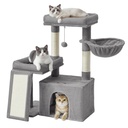 Feandrea Arbre à chat, tour à chat avec 2 grands lits, griffoirs et rampe, 85,8 cm de haut, gris tourterelle PCT013GD01