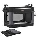 Feandrea Cage de transport pliable pour chien, cage de voyage portable pour petits chiens, 60 x 42 x 42 cm, cage de transport en tissu Oxford avec portes en maille, poche de rangement, noir encre PDC016B01