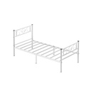 VASAGLE Cadre de lit simple en métal pour matelas de 0,9 x 2,1 m, lit d'invité, adulte et enfant, assemblage facile, petits espaces, blanc RMB061W01
